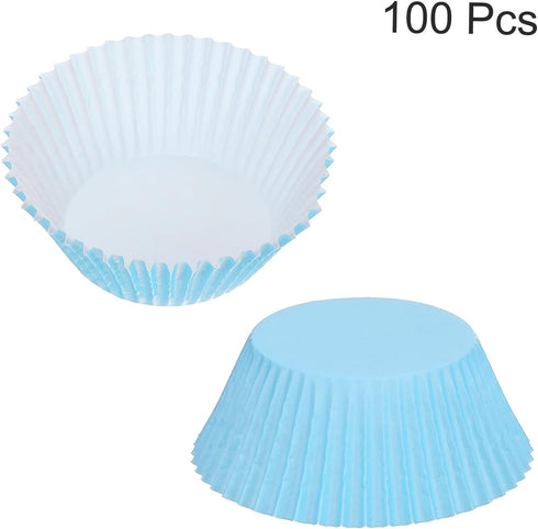 uxcell 100 Pcs Cupcake Liners, Standard Greaseproof Muffins Paper Baking Cups Wrappers, Sky Blue