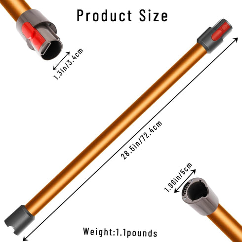 Extension Tube for Dyson V15 V11 V10 V8 V7 Stick Vacuum Cleaner, Quick Release Wand Replacement Accessories, 28.5in