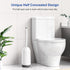 HAMITOR Toilet Bowl Brush Holder Set, 2 Pack Deep Cleaning Silicone Toilet Scrubber with Curved Bristle