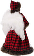 Glitzhome Handmade Plaid Angel Figurine Christmas Treetop Ornament, 12" H, Red & Black