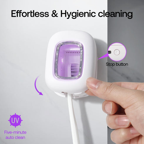 Light(2X UV Toothbrush Covers Case and Holder,Dual UVC Stronger), Clear Window,Toothbrush Cleaner Portable Brush Cover