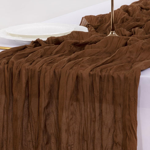 Summer 120 inch 10FT Socomi Brown Coffee Cheesecloth Table Runner Boho Rustic Gauze Cheese Cloth Sheer Runner