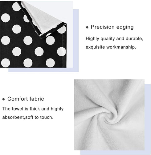 Qilmy 3-Piece Set, Set Polka Dot Towel Absorbent Soft Bathroom Decorative Towel with Bath Towel, Hand Towel & Washcloth
