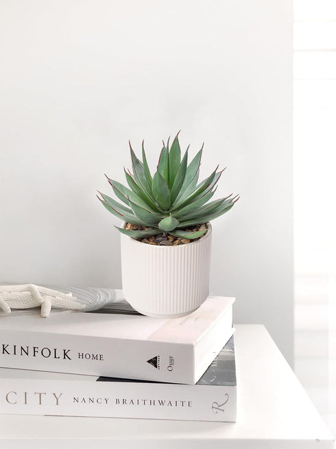 Briful Succulents Plants Artificial for Home Decor, Realistic Potted Fake Agave Plant, Cute Aloe Maguey Faux Plant