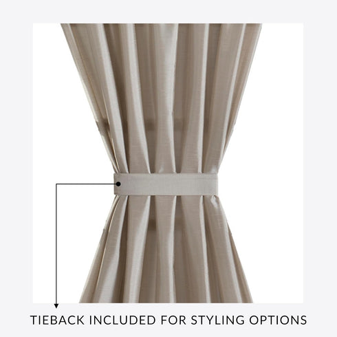 Elrene Home Fashions Colette Faux-Silk French Door Window Panel, 54 in x 72 in (1 Panel), Taupe