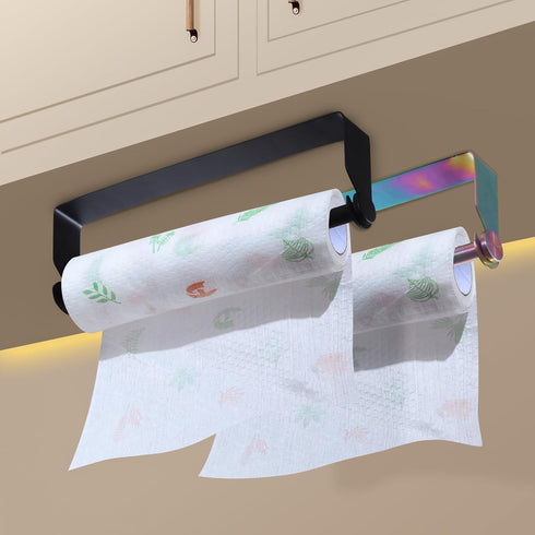 SUS304 Paper Towel Holder Under Cabinet for Kitchen, Stainless Steel Paper Roll Holder, Rainbow Self Adhesive or Screw