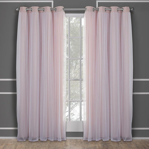 TOWN & COUNTRY LUXE Grommet 2-Pack Set, 52"x108", Talia Double Layer Indoor Curtains, Sheer and Room Darkening