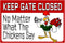 Metal Chicken Sign, Keep Gate Closed, 8 x 12 Inches Yard Sign for Farm Garden Wall Decor Outdoor Home Fence