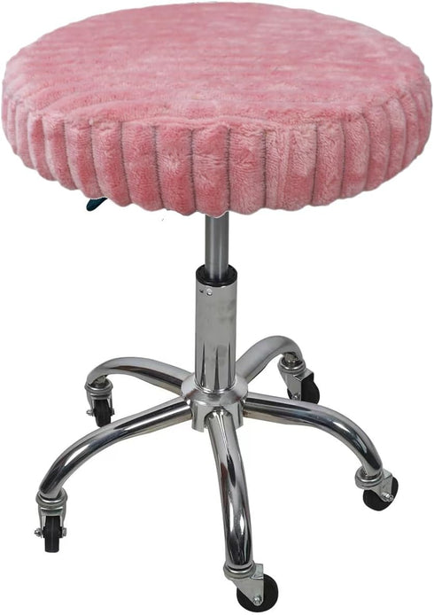 2 Pack Shukii Stool Covers - Soft Slipcover with Elastic Cushion for Bar Round Chair (Pink, Extra Large)