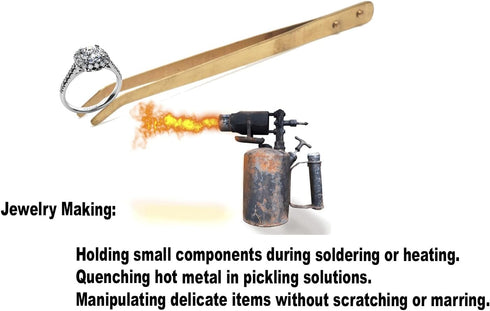 Rosenthal Collection Curved Copper Tongs for Jewelry Pickle Pots, Precision Tweezers for Soldering & Pickling Tools