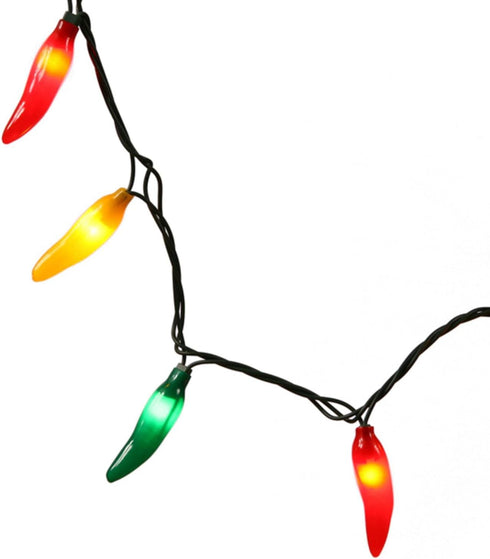 Vickerman 35 Mini Light Chili Pepper Set, Red-Green-Yellow on Green Wire