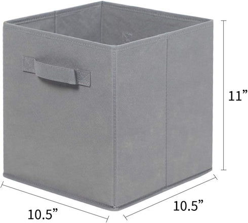 MAX Houser Storage Bins Cubes Baskets Containers with Dual Handles for Home Closet Bedroom Drawers Organizers,Foldable,10.5x10.5x11 Inches,Set of 6