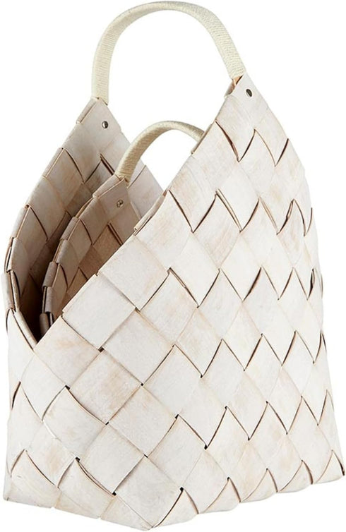 Santa Barbara Design Studio Wood Woven Storage Baskets, Nested Baskets for Home Décor, Set of 2