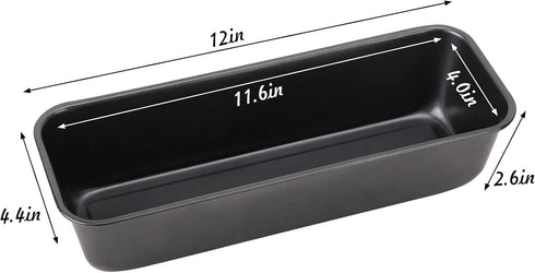 Beasea Long Loaf Bread Pan, 12x4 Inch 2 Set Rectangle Loaf Pan, Nonstick Bread Pans Carbon Steel Toast Pan Black Cake Pan Loaf Baking Pans Bakeware for Oven Baking by Beasea