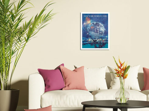 1964 New York World s Fair Unisphere Globe Vintage Travel Poster by Bob Peak, 11x14in Fine Art Print