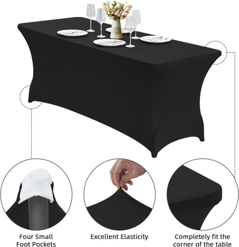 CWK 6FT Waterproof Stretch Spandex Table Cover – Elastic Fitted Tablecloth for Rectangular Tables, Wrinkle Resistant