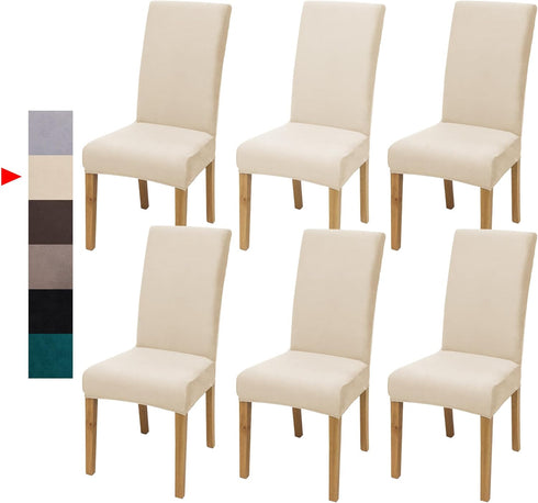 Velvet Dining Chair Covers,Dining Room Chair Covers Set of 6,Stretch Kitchen Chair
