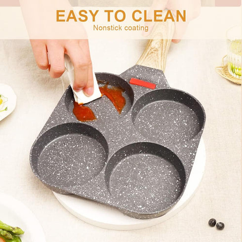 Egg Frying Pan, Nonstick 4 Cups Pancake Pan for Breakfast, Suitable for Gas & Induction (Black)