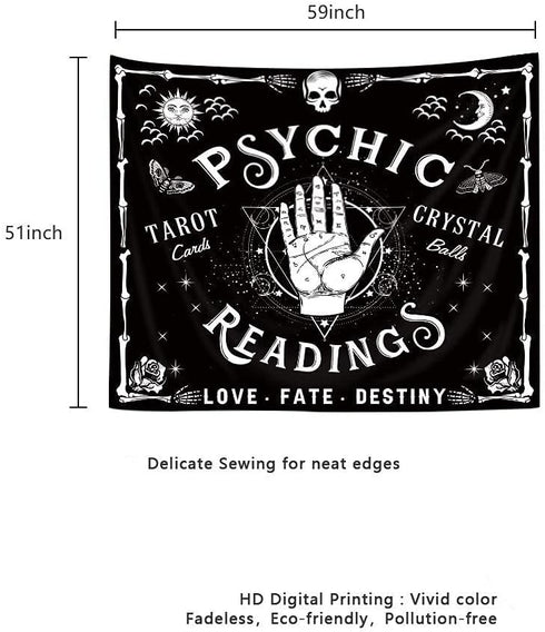 Homewelle Tarot Psychic Reading Hands Tapestry Wall Art Decor 59Wx51L Inch Ouija Palmistry Witch Unique Fabric