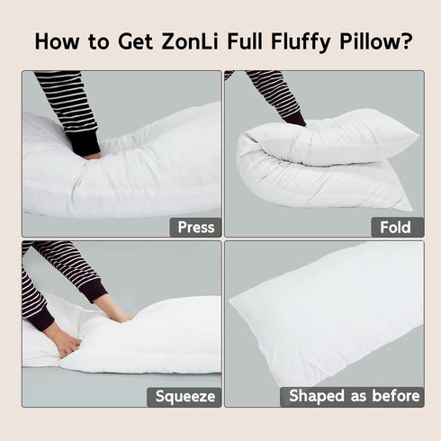 ZonLi Fluffy Body Pillow, Full Body Pillows for Adults, Long Pillow for Sleeping with Removable Cover and Adjustable