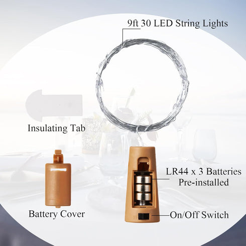 12 Sets 30 Decoration(375 ml,Blue) Rtteri Small Empty Wine Bottles with Cork Lights Centerpiece and LED Battery