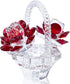 H&D HYALINE & DORA Crystal Red Rose Flower Basket, Collectible Figurines Ornaments for Home Decor Table Centerpiece