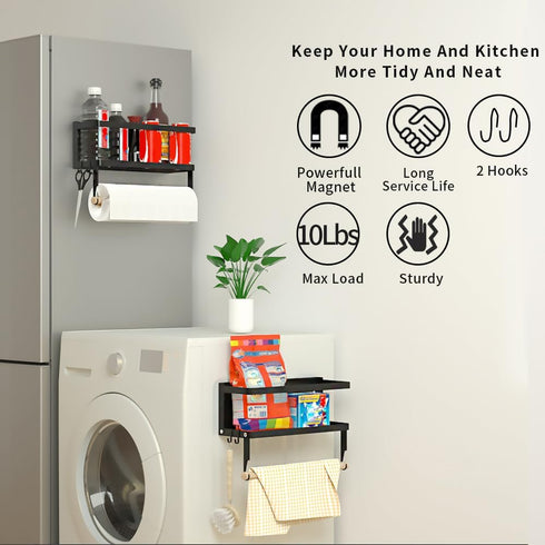 Magnetic Paper Towel Holder for Refrigerator, Magnetic Spice Rack,Magnetic Shelf for Stove,Wall Mount Towel Rack