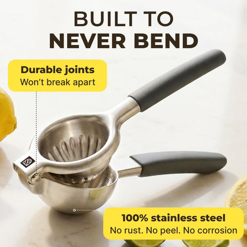 Large Lemon Squeezer Stainless Steel Press - Non-Slip Grip, Heavy Duty, Manual Design - Effortless Pro-Grade Lemon