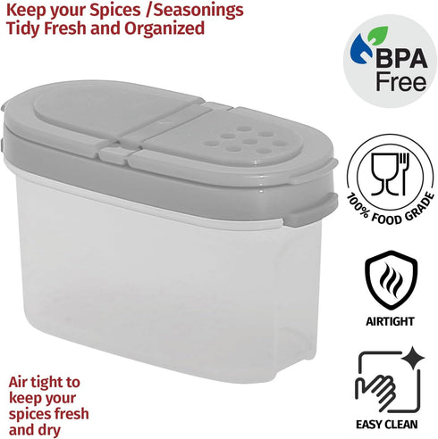 SIGNORA WARE Spice Jars Set - 4 oz Refillable Airtight Containers with 2 in 1 Pour/Sift Shaker Lids, 2 pk