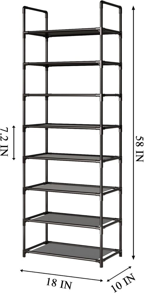 MUAHRCE 8-Tier Closet, (18" W10" D58" Tall Shoe Rack for Entryway, Adjustable Sturdy Durable Shoe Shelf,Narrow Shoe