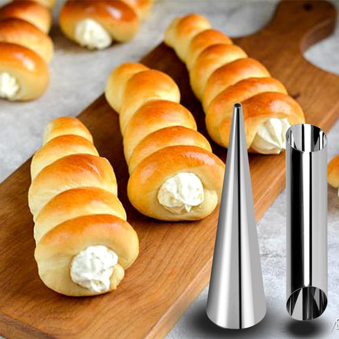Guowall Cream Horn Mold, 21pcs Stainless Steel Ice Cream Cone Mold and Tubular Shaped Reusable Pastry Mould