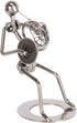 Broadway Gift Silver Tone French Horn Player - 6 inch Table Metal Decorative Musician Figurine