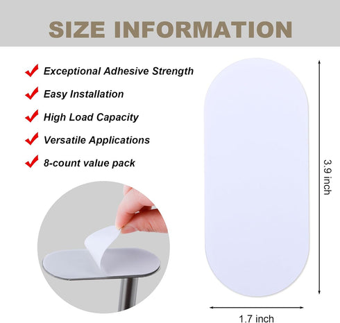 MVSSP 8-Pack Strips(3.9 1.7) Self-Adhesive Replacement for Under-Cabinet Paper Towel HoldersAdhesive Strips only; Paper