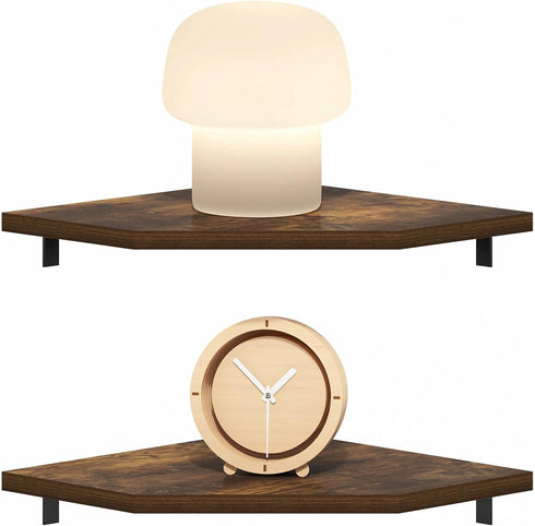 Set 2 Furinno Rossi Hexagon Floating Shelves for Wall, of Geometric Corner Shelf, Wall Mounted Shelves for Bathroom