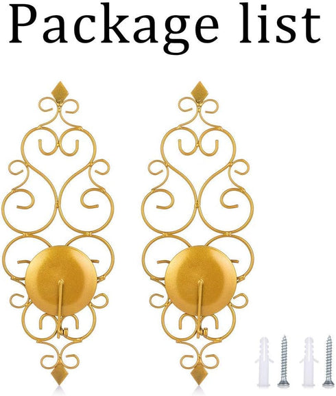 Set 2 Sziqiqi Iron Wall Candle Sconce Holder of Hanging Wall Mounted Pillar Candle Sconces Holder, Wall Sconces Decor