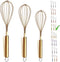 Berglander Gold Whisk Pack of 3 - Stainless Steel 8", 10", 12", Titanium Plating Gold Whisks for Cooking, Beater, Wire