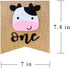 Silvima 1st Farm ONE High Chair Banner for First Birthday, Barnyard Cow Birthday Party Highchair Decoration