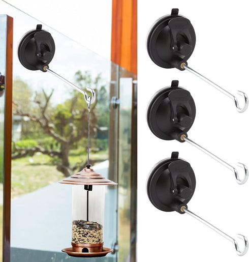 Yosoo 3 Pcs Bird Feeder Wall Mount, Window Suction Cup Feeders with Hooks for Plant Decoration