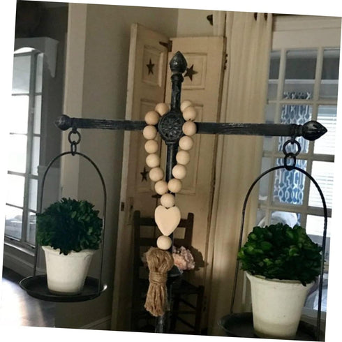 Garneck Wood Bead Garland - Farmhouse Tassels Beads for Rustic Country Decor and Christmas Decoration