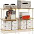 Furinno 3-Tier Double Size Storage Display Rack, Beech/White, Model 99130BE/WH
