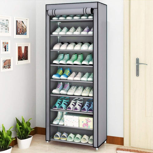 GREEF 10 Tier 30 Pairs Shoe Rack with Dustproof Cover Large Shoe Storage
