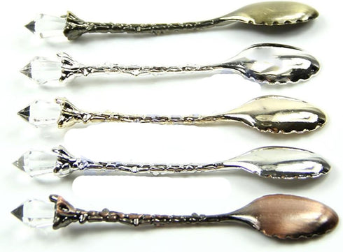 Yalulu 5Pcs Retro Crystal Alloy Stereoscopic Coffee Spoon Set - Tea Spoon Dessert Spoon Ice Cream Spoons