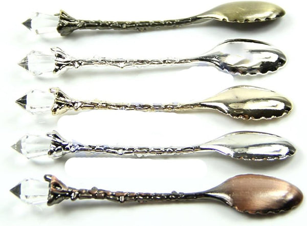 Yalulu 5Pcs Retro Crystal Alloy Stereoscopic Coffee Spoon Set - Tea Spoon Dessert Spoon Ice Cream Spoons