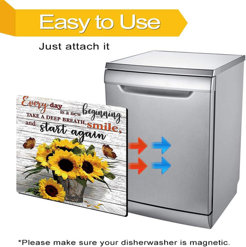 Dishwasher Magnet Cover, "Every Day Is A New Beginning" Decorative Panel Decal for Kitchen