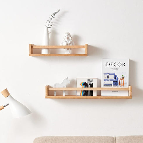 Rack,16 Inch Oak Nursery Shelves, Natural Wood Nursery Floating Shelves for Wall Mounted, Wall Bookshelf for Bedroom