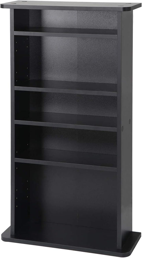 5 5 240 132 Shelf Bookcase Tier Wooden Multimedia Storage Media Cabinet DVD Rack, Adjustable Shelves Organize a Mix