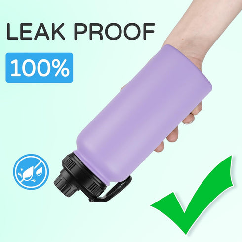 DOMICARE 40 oz Insulated Water Bottle Bulk, Vacuum Stainless Steel Sports Bottle with Straw Lid