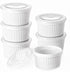 DOWAN 4 oz Ramekins with Lids, Oven Safe, Porcelain White Souffle Ramekins, Set of 6