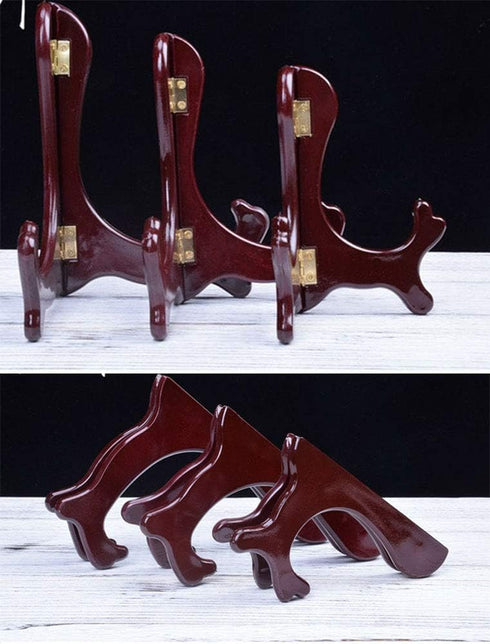 Onwon Wooden Easel, Mahogany Finish Display Stand for Plate Holder, Picture Frame Folding Display Stand (7 inches)