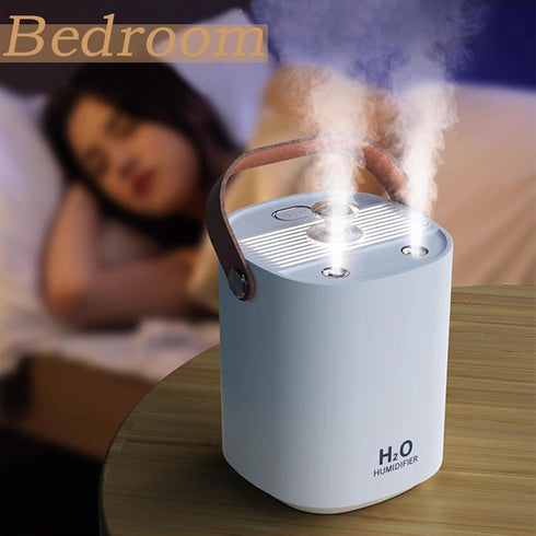 Humidifiers for Bedroom, 1.2L Portable Cool Mist USB Desk Humidifier, Auto Shut-Off, Warm Night Light, Dual Nozzle